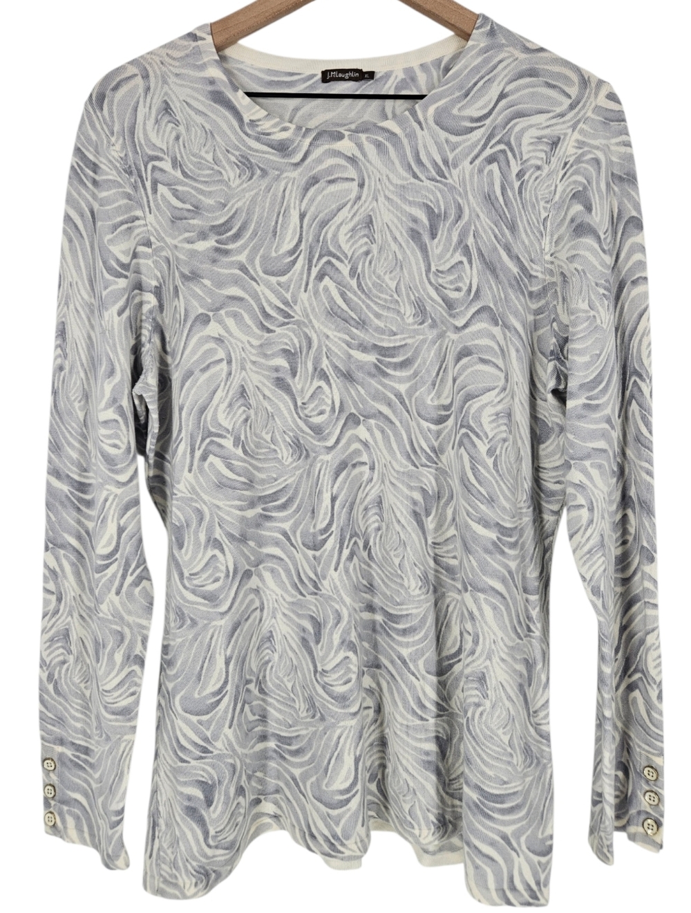 J. Mclaughlin Cream & Gray Abstract Swirl Lenny Sweater XL